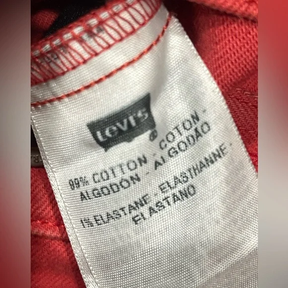 Levi's Women's Dark Coral Color Cropped Casual Jean Jacket Trucker Stretch Sz M - Picture 3 of 7